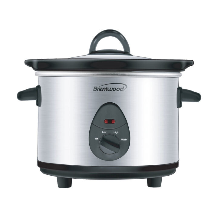 Brentwood 1.5 Quart Slow Cooker in Stainless Steel with 3 Settings