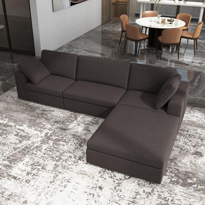 Dark gray modular corner sofa