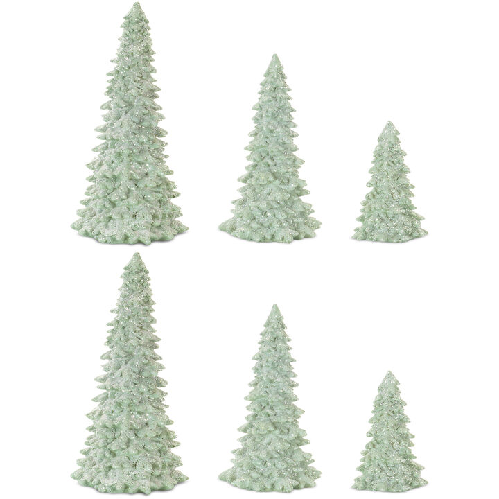 Resin Tree Ornaments Set of 6 for Christmas and Festive Displays