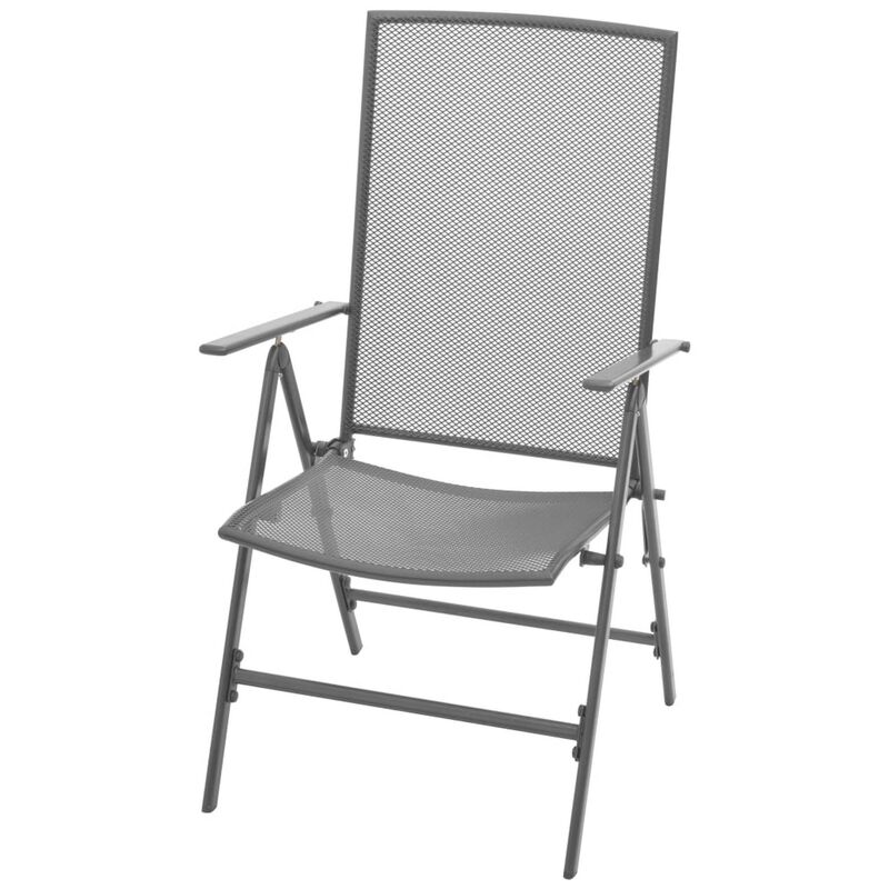 3pc Outdoor Breakfast Table Set with 2 Chairs, Square, Gray Steel - Benzara