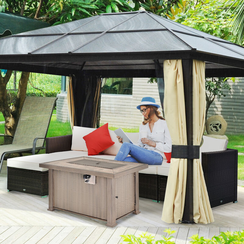 42" Gas Propane Fire Pit Table Patio 50,000BTU Electric Ignition Firepit w/Cover