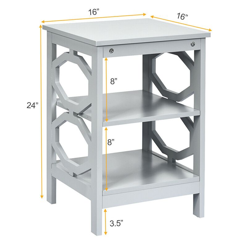 3-Tier Nightstand Sofa Side End Accent Table