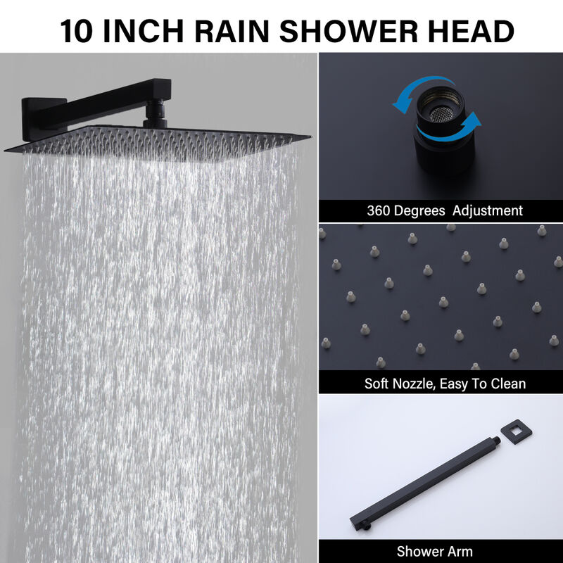 10 Inch Wall Mounted Rainfall Shower Head System Shower Faucet