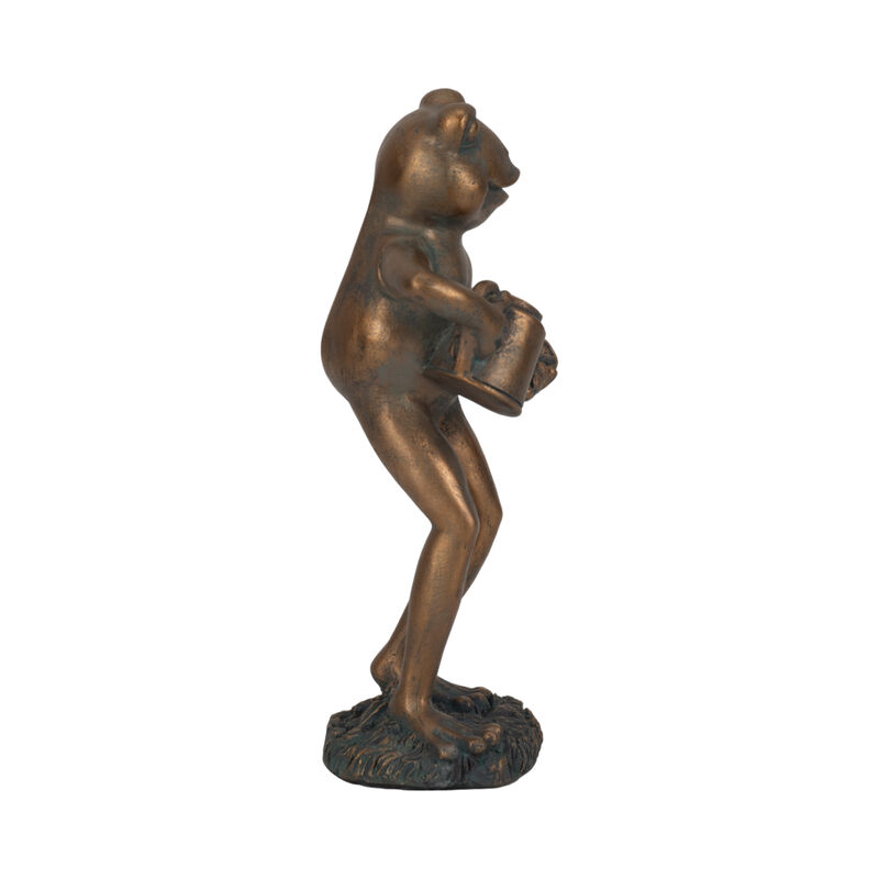 10" Frog with Watering Can Statue
