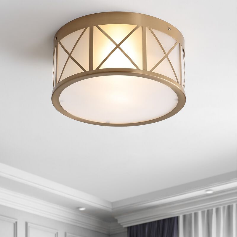 Cadence Drum Metal/Glass Flush Mount