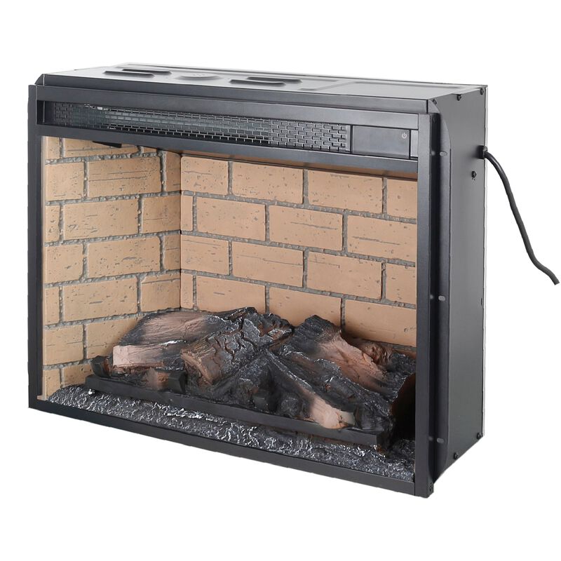 MONDAWE 23 Inch Infrared Quartz Heater Fireplace Insert -Woodlog Version With Brick
