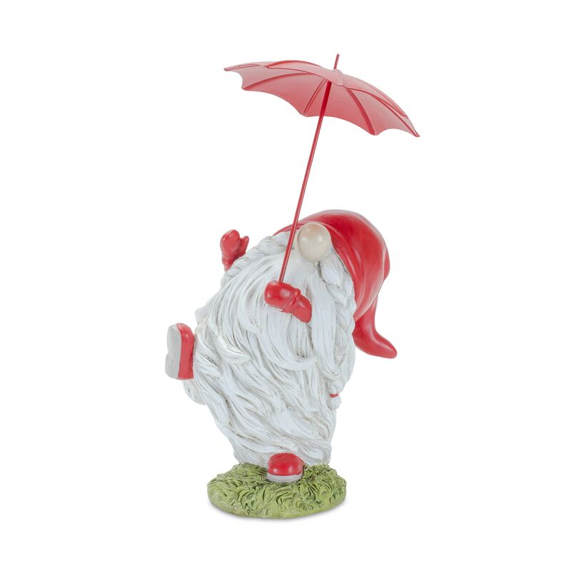 Set of 4 Resin Gnomes with Umbrellas – Whimsical Garden Statues for Outdoor, Yard, and Patio Decor