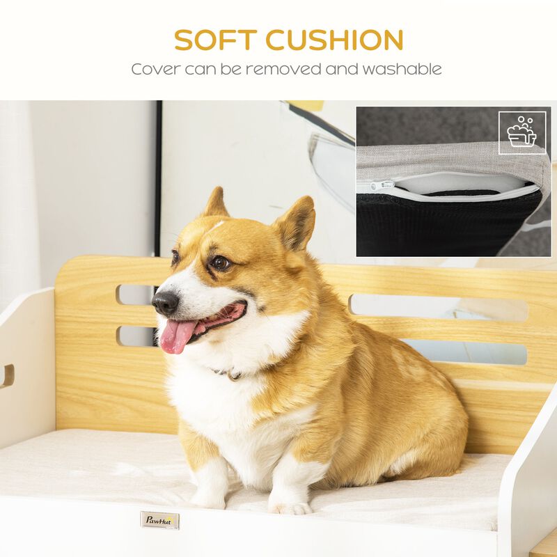 Stylish Pet Dining: Furniture-Style Sofa with Cushion and Bowls