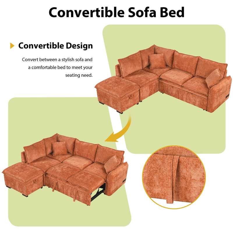 Merax L-shape Convertible Sofa Bed Sectional Sofa