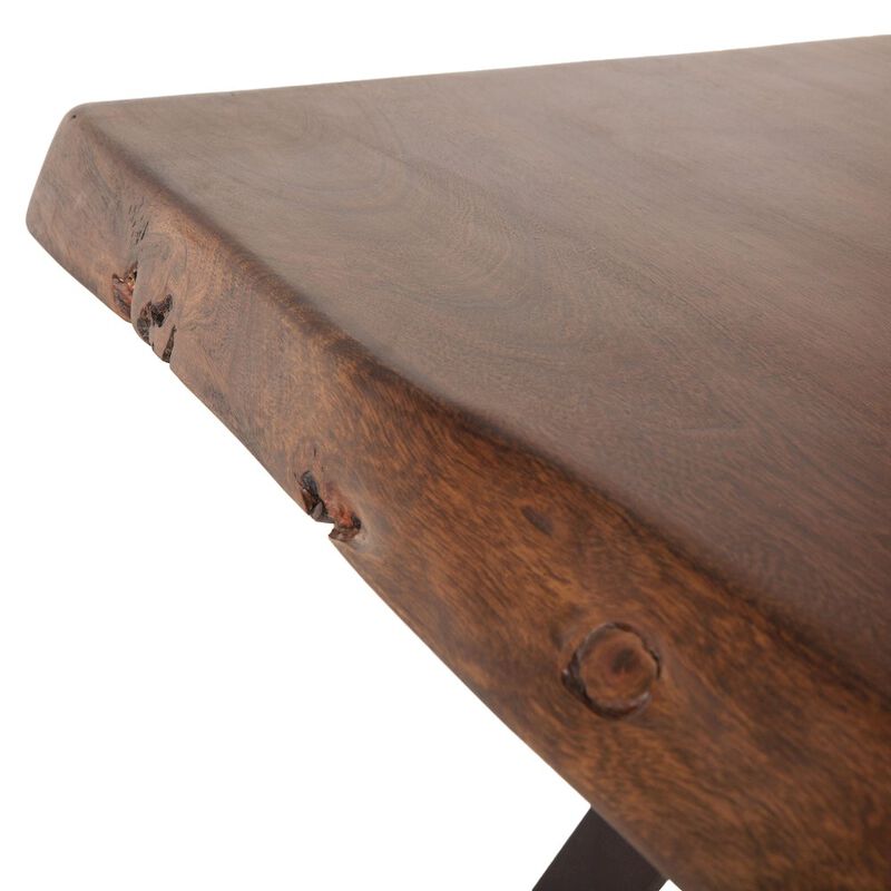 World Interiors Nottingham 23-Inch Acacia Wood Live Edge Side Table in Walnut Finish
