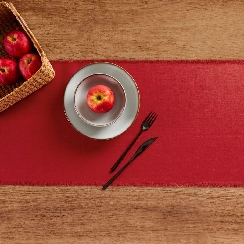 Solino Home 100% Pure Linen Table Runner 14 x 120 Inch | Fringe