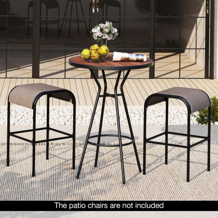 Hivvago 3 Pieces Outdoor Round Bar Table Set with 1.6 Inches Umbrella Hole