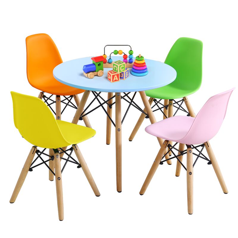 5 Pieces Kids Mid-Century Modern Table Chairs Set