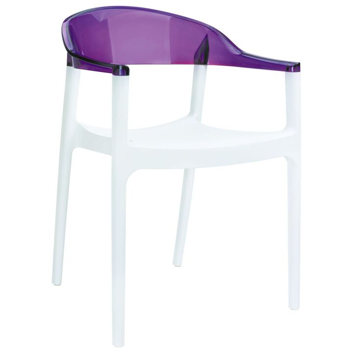 32" Black Transparent Stackable Outdoor Patio Dining Arm Chair