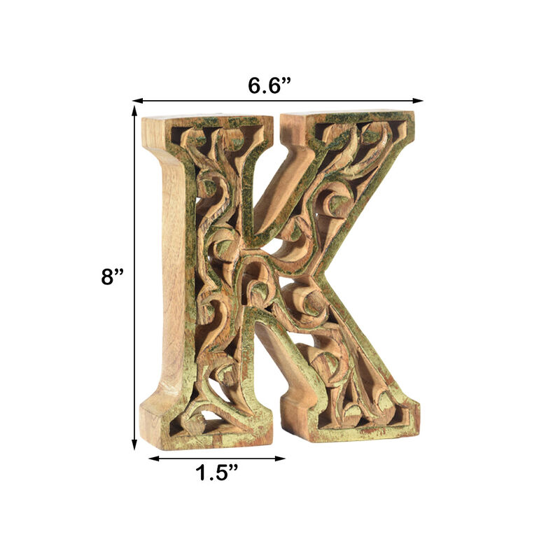 Vintage Natural Gold Handmade Eco-Friendly "K" Alphabet Letter Block For Wall Mount & Table Top Décor