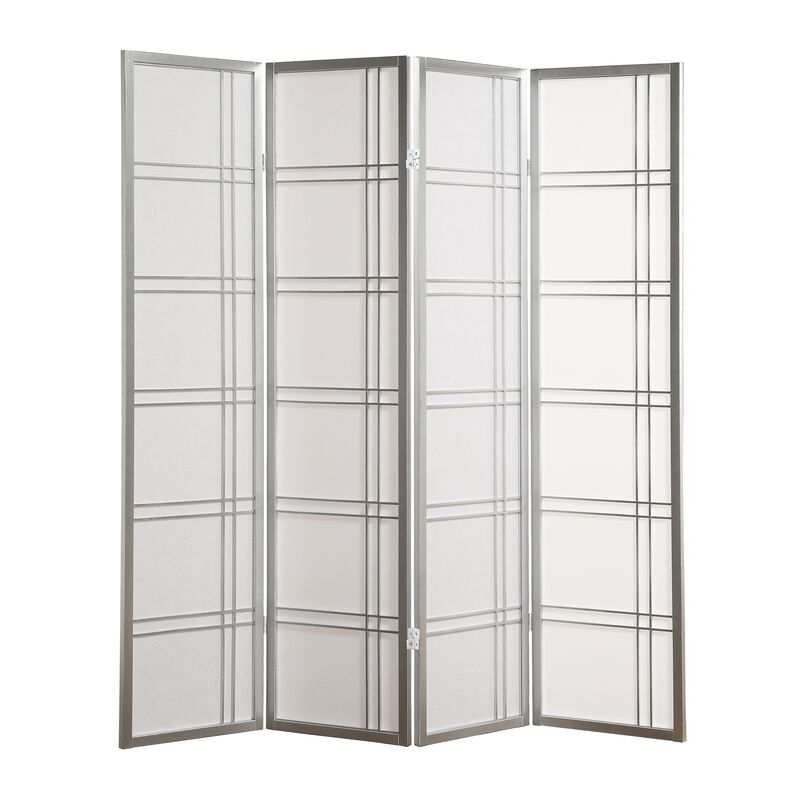 Streamdale Seto 4-Panel Room Divider Screen, Silver