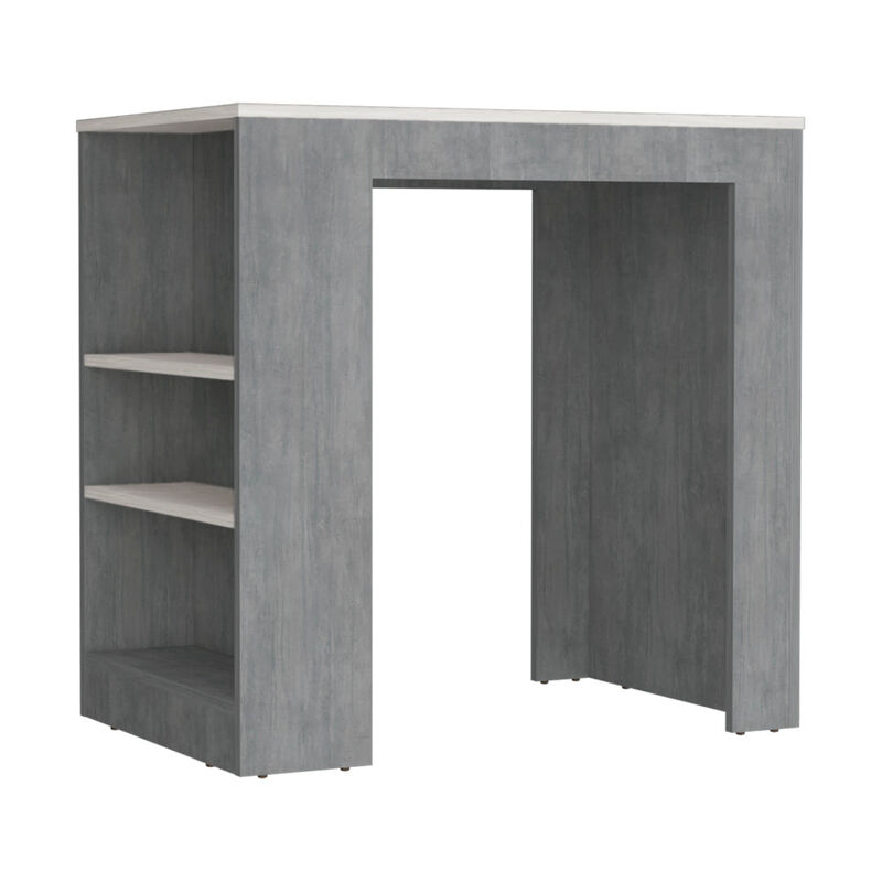 Kitchen Island Doyle, Kitchen, Concrete Gray / Ibiza Marble Color Finish