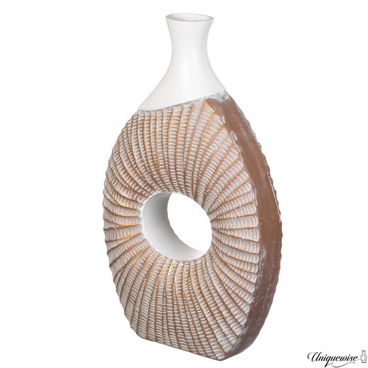 19-Inch White and Gold Farmhouse Vase