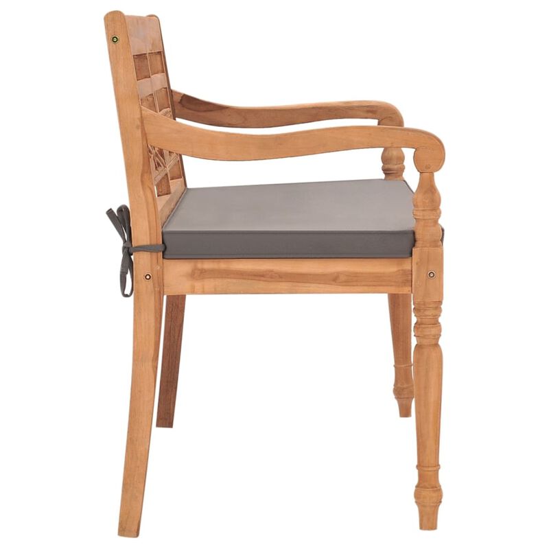 vidaXL Batavia Bench with Dark Gray Cushion 47.2" Solid Teak Wood