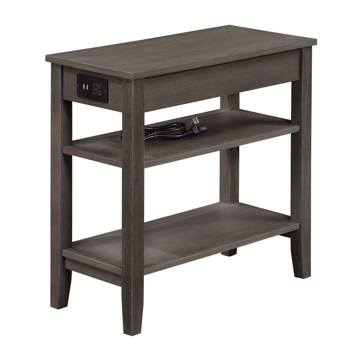 Convenience Concepts American Heritage 1 Drawer Chairside End Table with Charging Station and Shelves