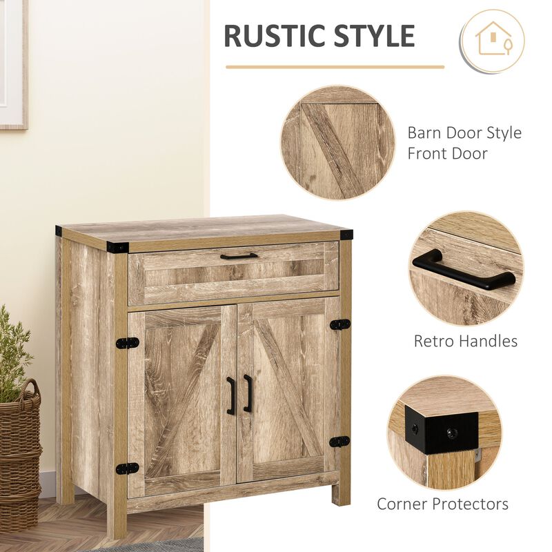 Oak Kitchen Storage: Wooden Farmhouse Sideboard with Drawer
