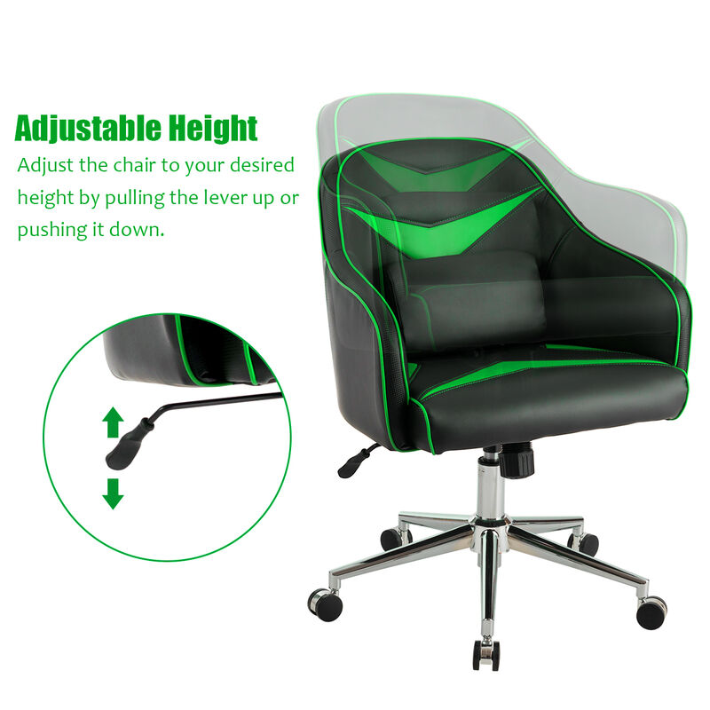 Costway Office Chair Task Desk Swivel Adjustable Height w/ Massage Lumbar Support Green