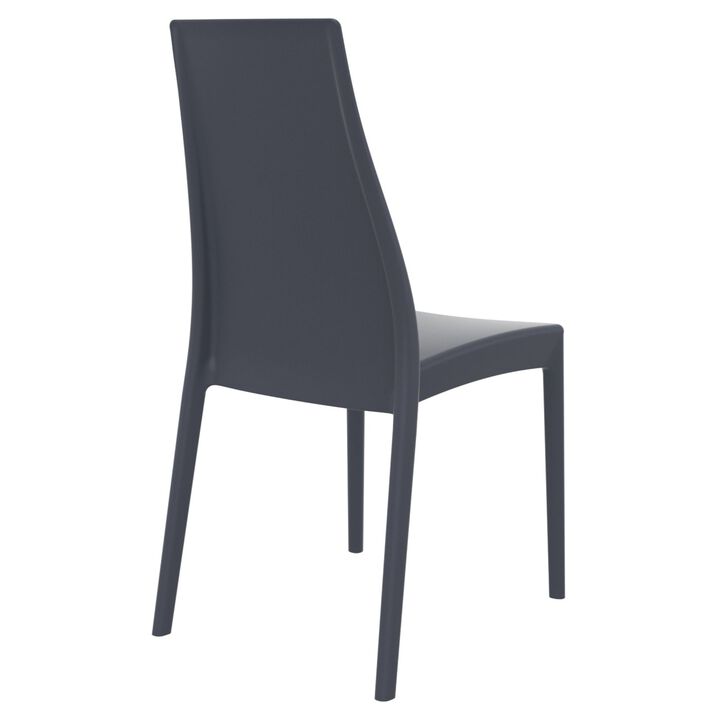 37" Taupe Outdoor Patio Solid High Back Dining Chair