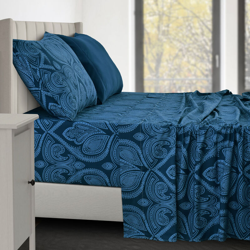 Lux Decor Collection Bed Sheets - Brushed Microfiber Paisley Sheet Set