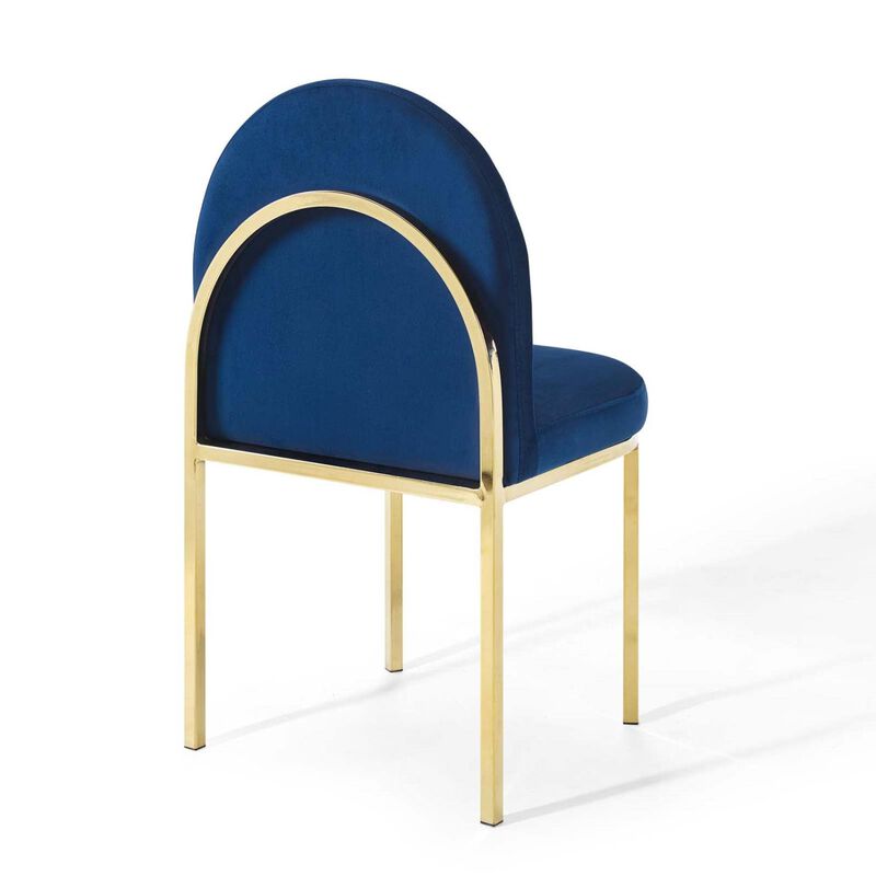 Modway Isla Channel Tufted Performance Velvet Dining Side Chair, Gold Navy