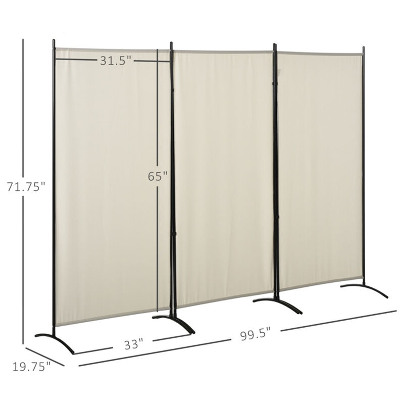 3-Panel Privacy Screen Portable Room Divider with Hinged Design