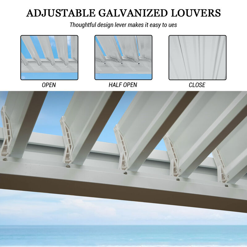 MONDAWE Outdoor Louvered Pergola 10X20FT, Aluminum Pergola with Adjustable Roof and Efficient Drainage System