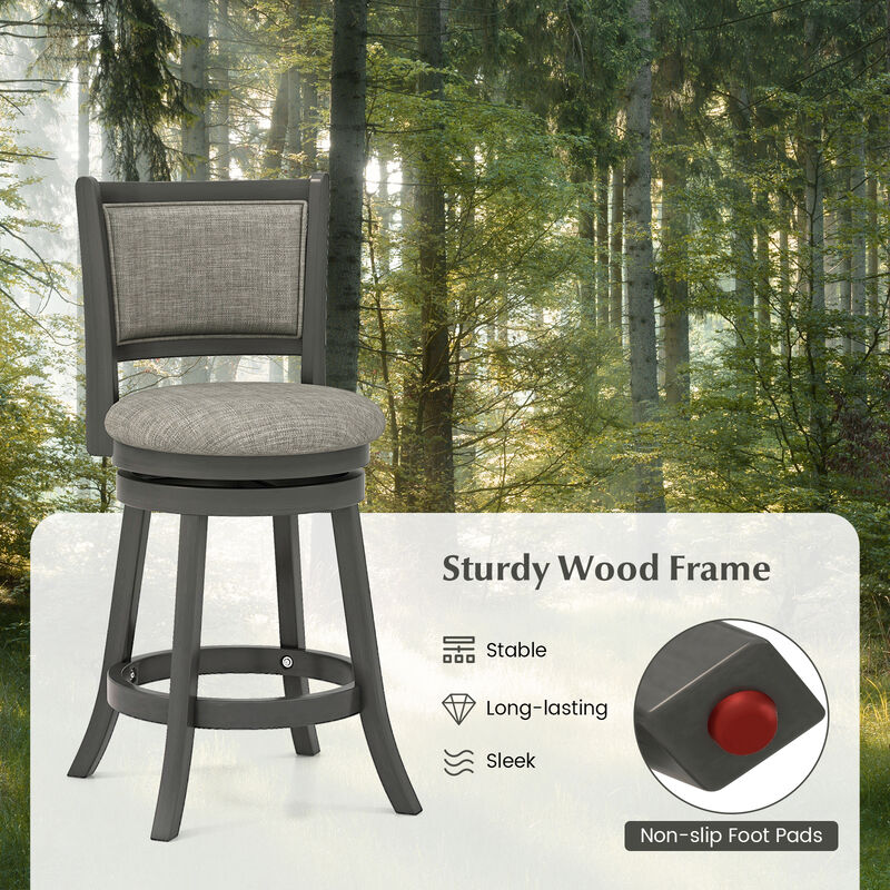 Set of 2 Swivel Bar Stools with Comfortable Seating for Kitchen Island & Home Bar
