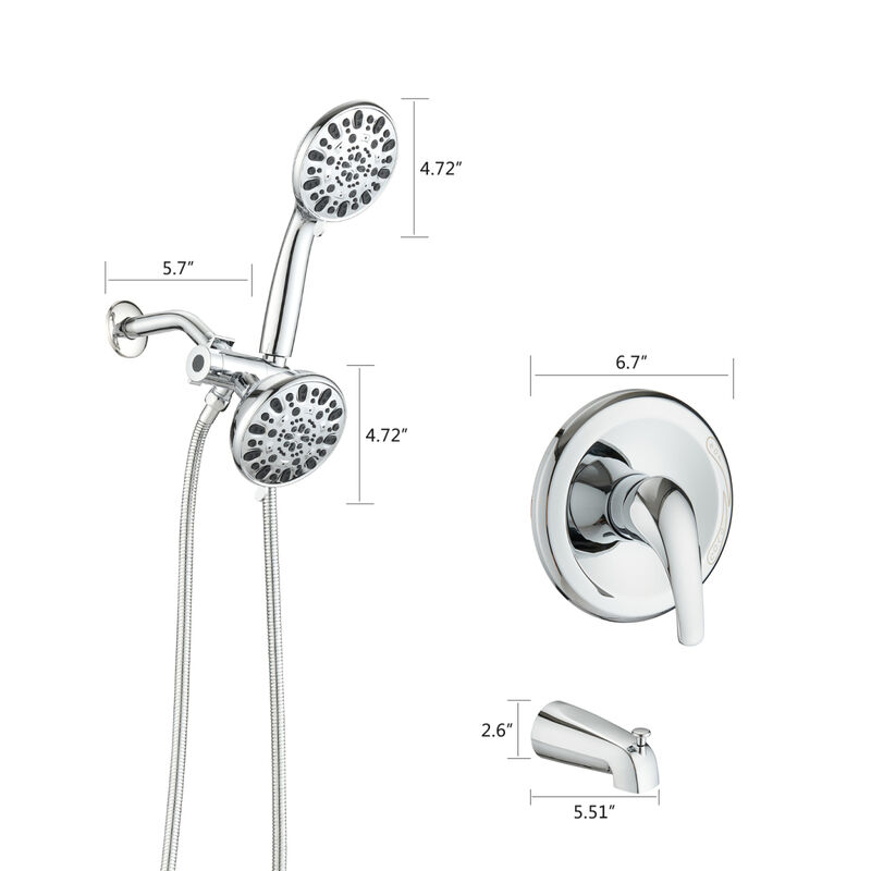High Pressure Rain Shower System with Tub Spout