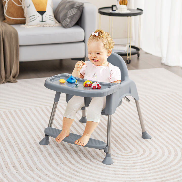 4-in-1 Convertible Baby High Chair with Removable Double Tray