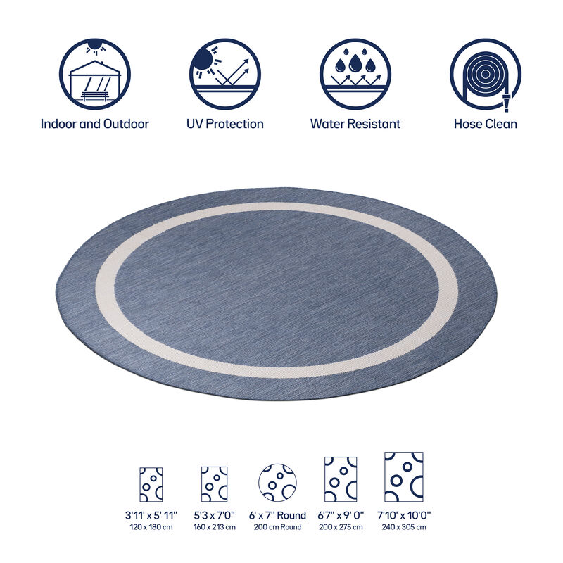 Waikiki Bordered Indoor/Outdoor Area Rug