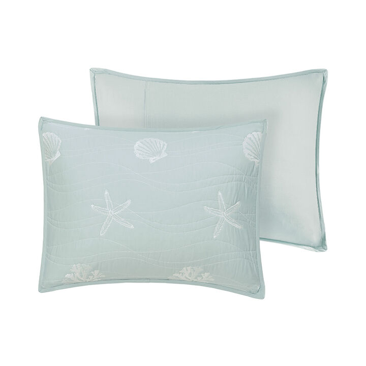 Gracie Mills Elisa 4 Piece Cotton Reversible Embroidered Quilt Set with Throw Pillow