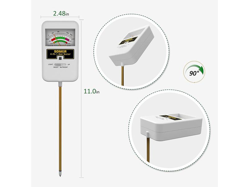 SONKIR Soil Moisture Meter, 4-in-1 Soil Ph Meter, Soil Tester for Nutrients