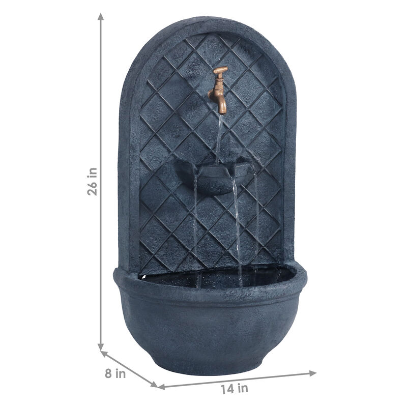 Sunnydaze Messina Polystone Outdoor Wall Fountain