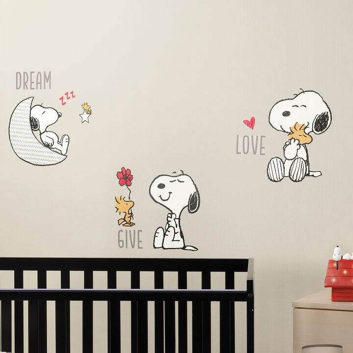 Bedtime Originals Snoopy Love Wall Decals/Stickers w/ Woodstock, Stars, & Moon