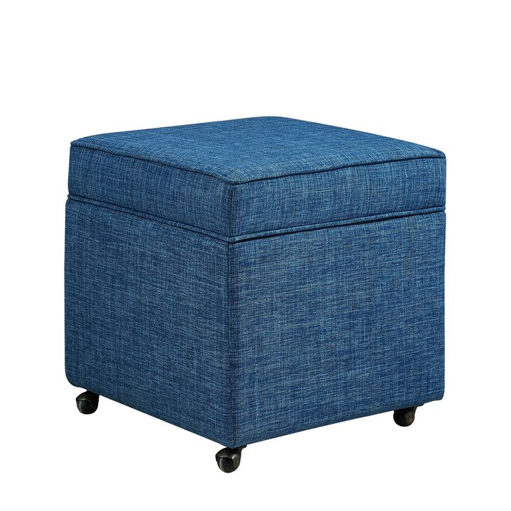 Inspired Home Francis Linen Ottoman