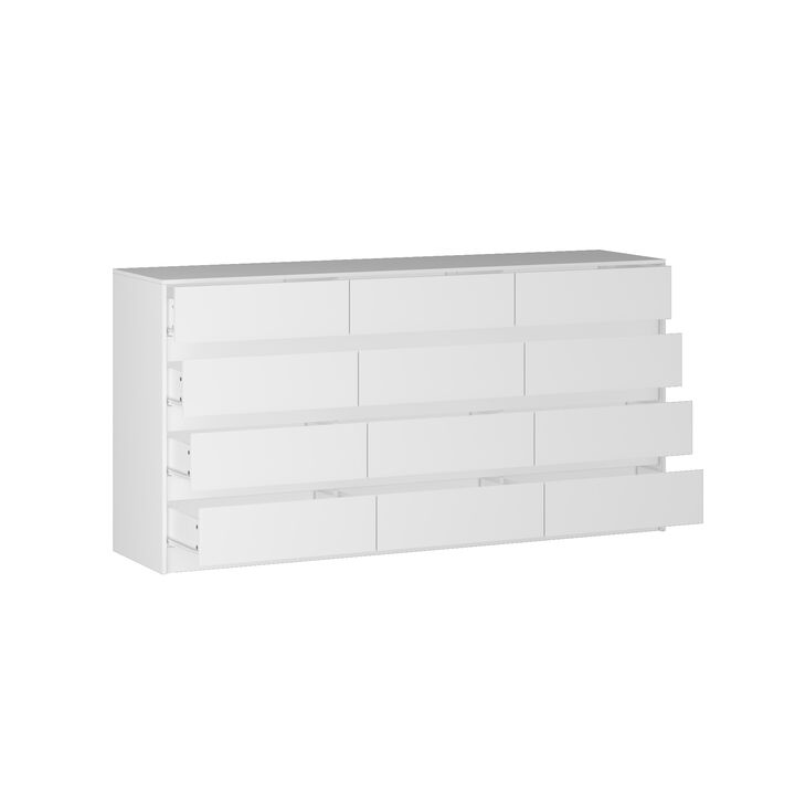 FUFU&GAGA Modern 12-Drawer Dresser with Ample Storage and Sleek Design for Bedroom (63" W x 31.9" H x 15.7" D) White