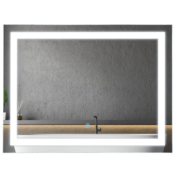 Smart Bathroom Mirror: 32x24" LED Wall-Mounted Vanity with Touch Controls