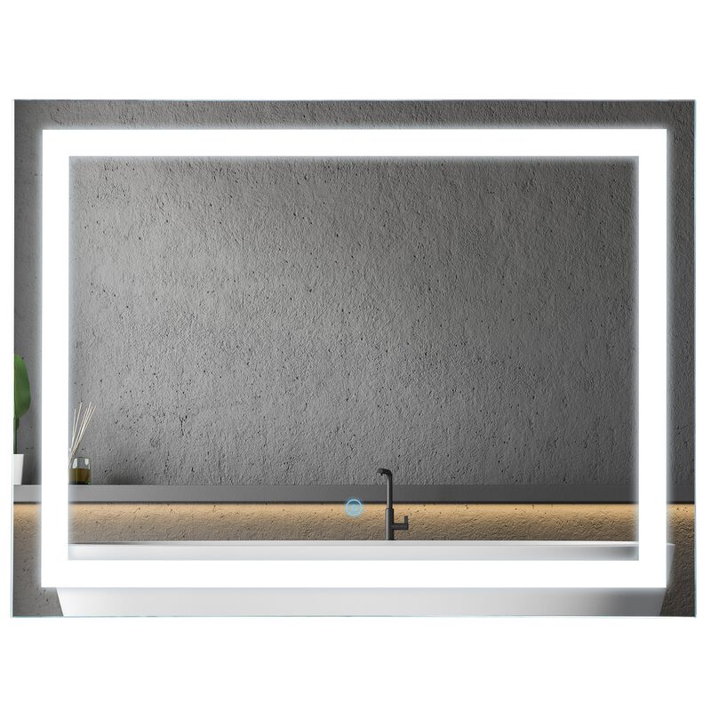 Smart Bathroom Mirror: 32x24" LED Wall-Mounted Vanity with Touch Controls