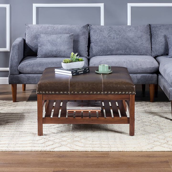 Convenience Concepts Designs4Comfort Silverton Coffee Table Cocktail Ottoman with Storage Shelf