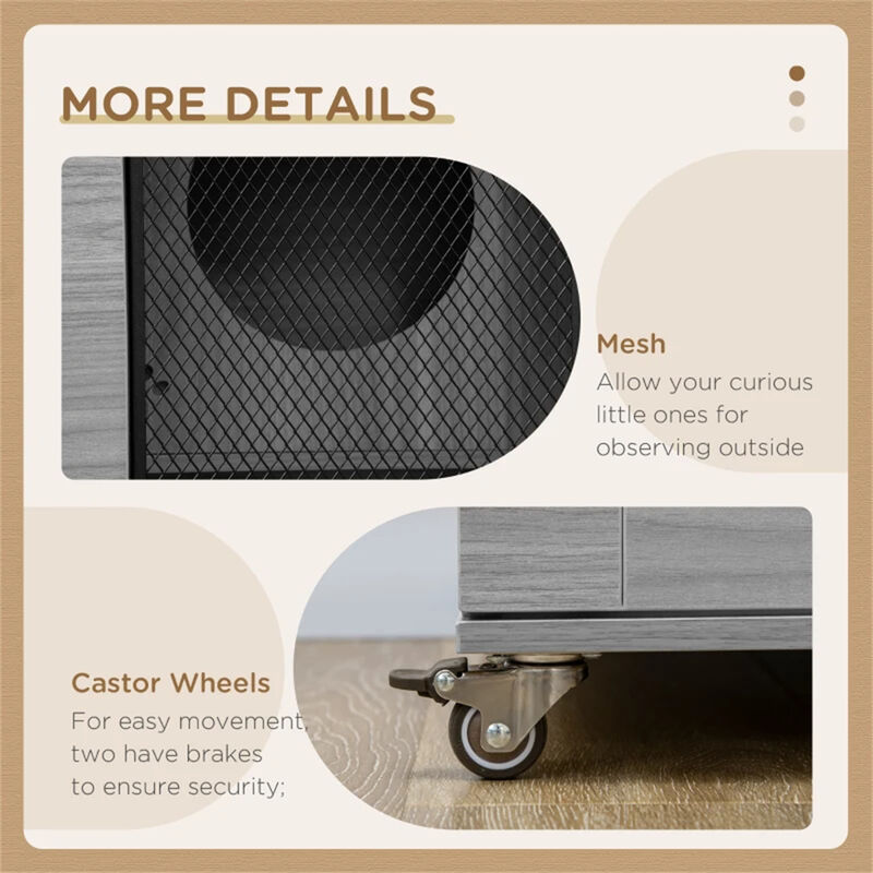 Cat Villa Apartment with Wheels, Multi-Level Design, Scratching Posts, and Cozy Spaces for Cats