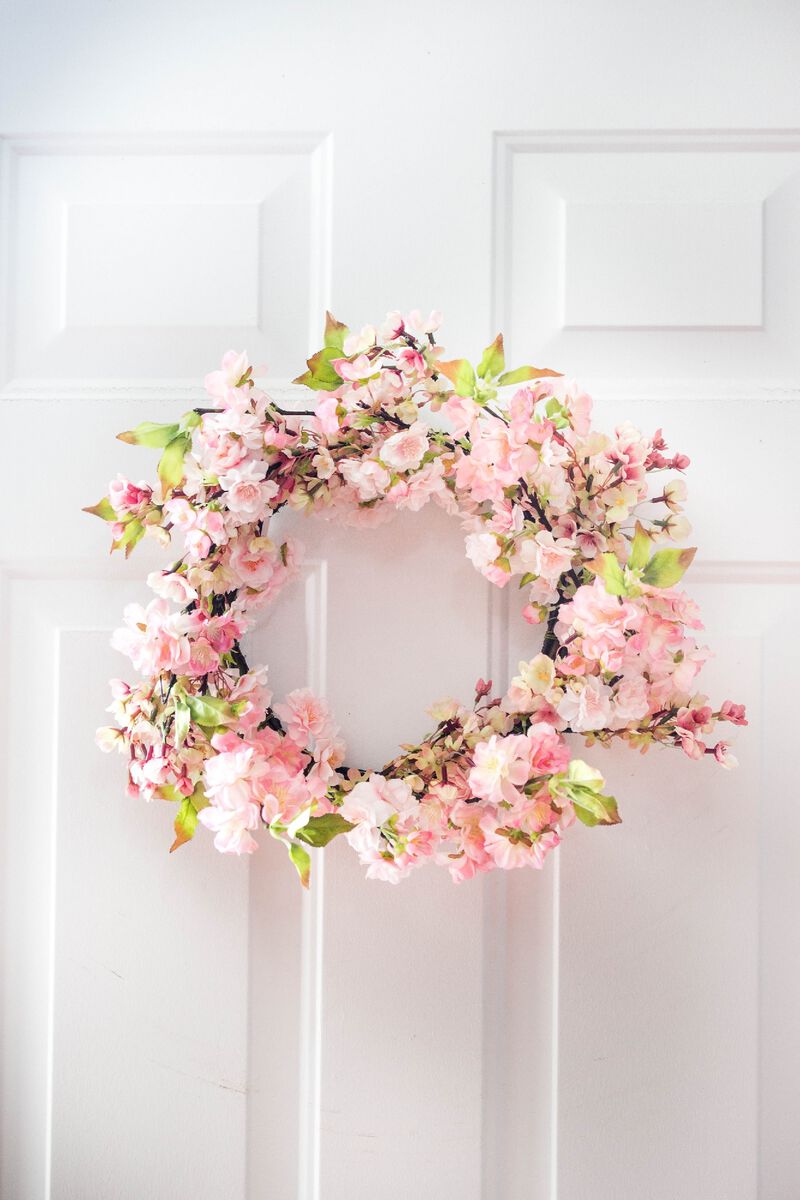 Nearly Natural 24-in Cherry Blossom Wreath