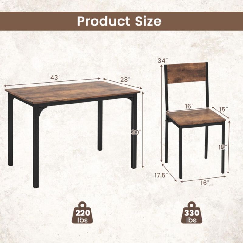 Hivvago 5 Piece Dining Table Set Industrial Style Kitchen Table and Chairs