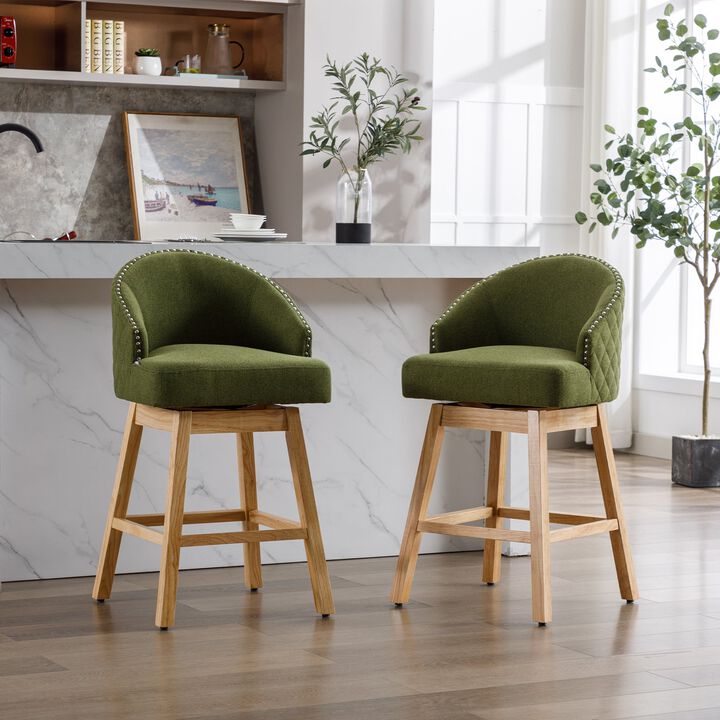 MONDAWE Bar Stools 360 Degree Swivel Counter Height Chairs with Footrest for Kitchen, Dining Room(Set of 2 )