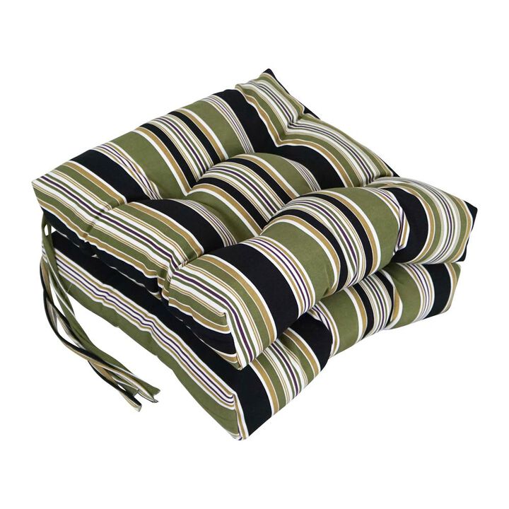 Blazing Needles 16-inch Spun Polyester Patterned Outdoor Square Tufted Chair Cushions (Set of 2) 916X16SQ-T-2CH-REO-13