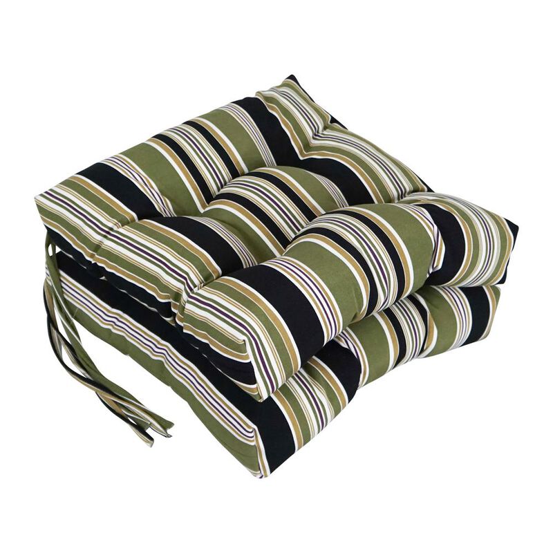 Blazing Needles 16-inch Spun Polyester Patterned Outdoor Square Tufted Chair Cushions (Set of 2) 916X16SQ-T-2CH-REO-13